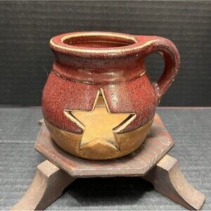 Pottery Handmade Votive Tealight  Luminary Candleholder STAR Cutout Rustic Farm